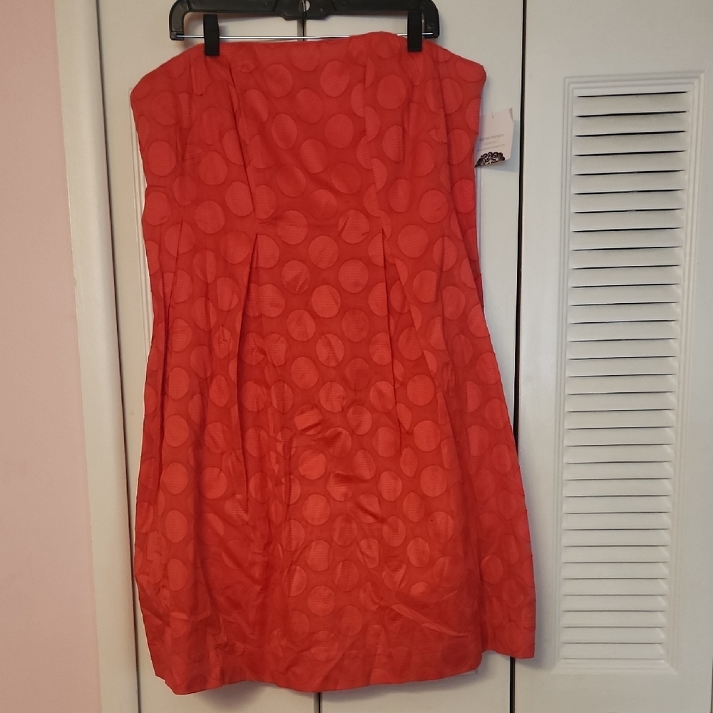 Orange Strapless A-line Cocktail Dress